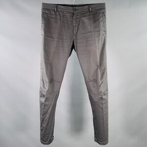 LANVIN Size 32 Grey Cotton Blend Ankle Zip Flat Front Dress Pants